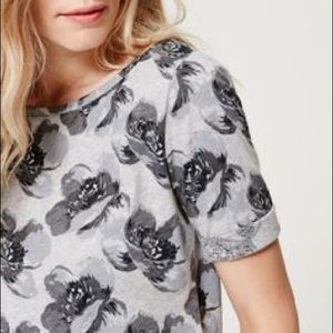 Loft Floral Ballet Neck Tee - M